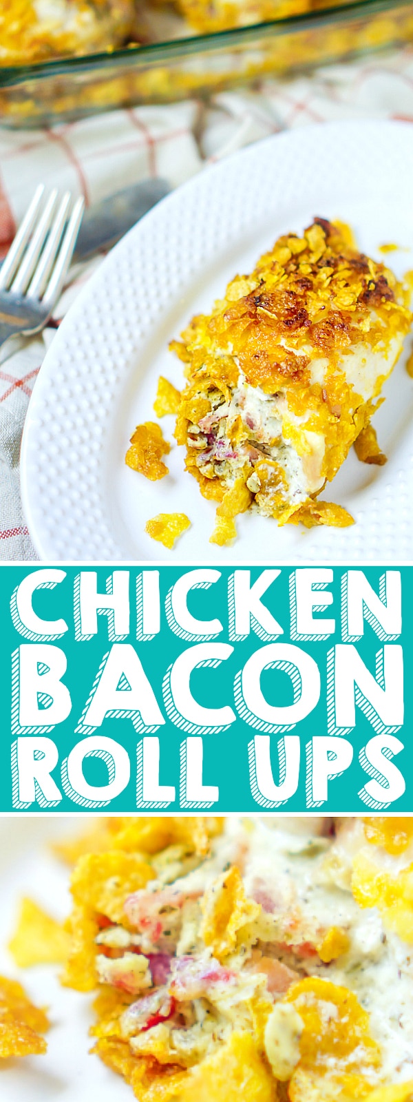 Chicken Bacon Roll Ups with Herbed Cream Cheese Filling - This stuffed chicken roll recipe is an easy dinner idea made better with yummy bacon! Comes with instructions for freezer meal prep! | The Love Nerds #chickenrolluprecipe #stuffedchicken #chickenbreastfreezermeal