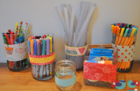 Upcycle Project using Fabric to decorate old glass jars and vases