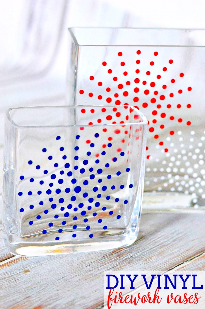 Easy DIY Vinyl Firework Vases - A festive yet temporary 4th of July Craft. Decorate utensil bins, vases, glasses, and more. |The Love Nerds