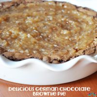 A Delicious German Chocolate Brownie Pie: The base is a rich and fudgy German Chocolate Brownie with the Coconut Pecan Frosting. Recipe @ The Love Nerds {https://thelovenerds.com}
