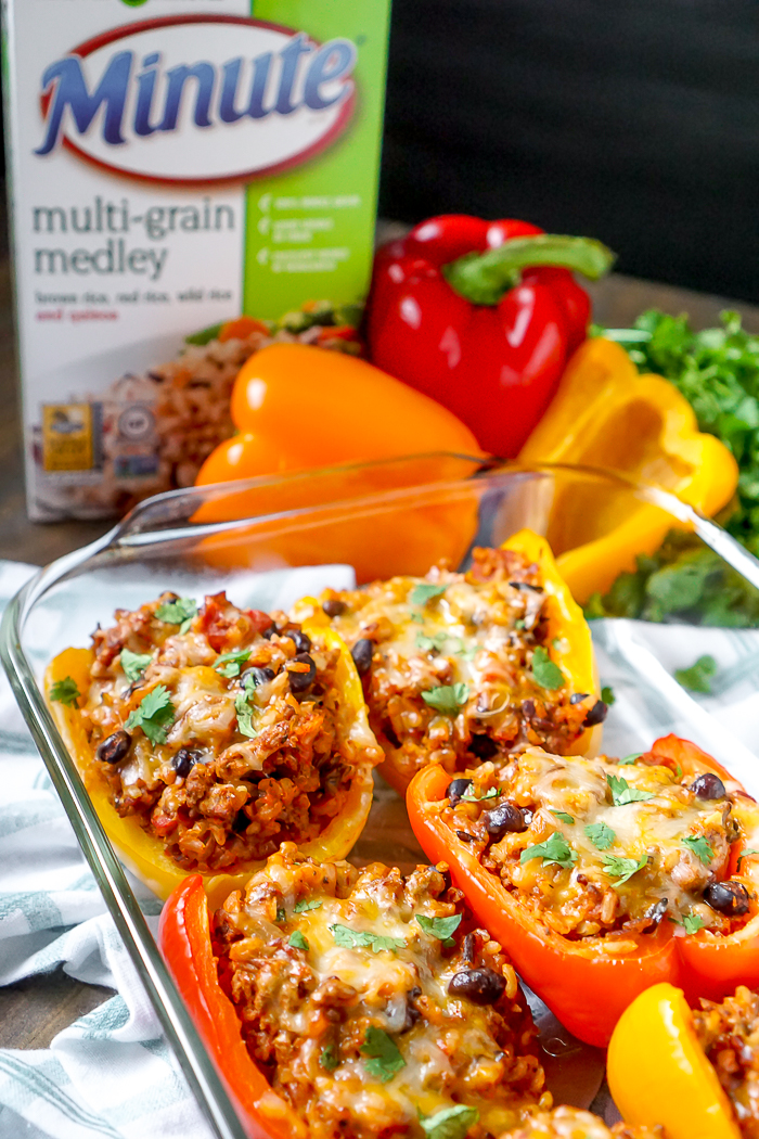 Hearty Turkey Stuffed Peppers - This dinner idea is one of my favorite comfort food meals! Plus, it makes delicious leftovers! | The Love Nerds #ad #MealsWithMinute
