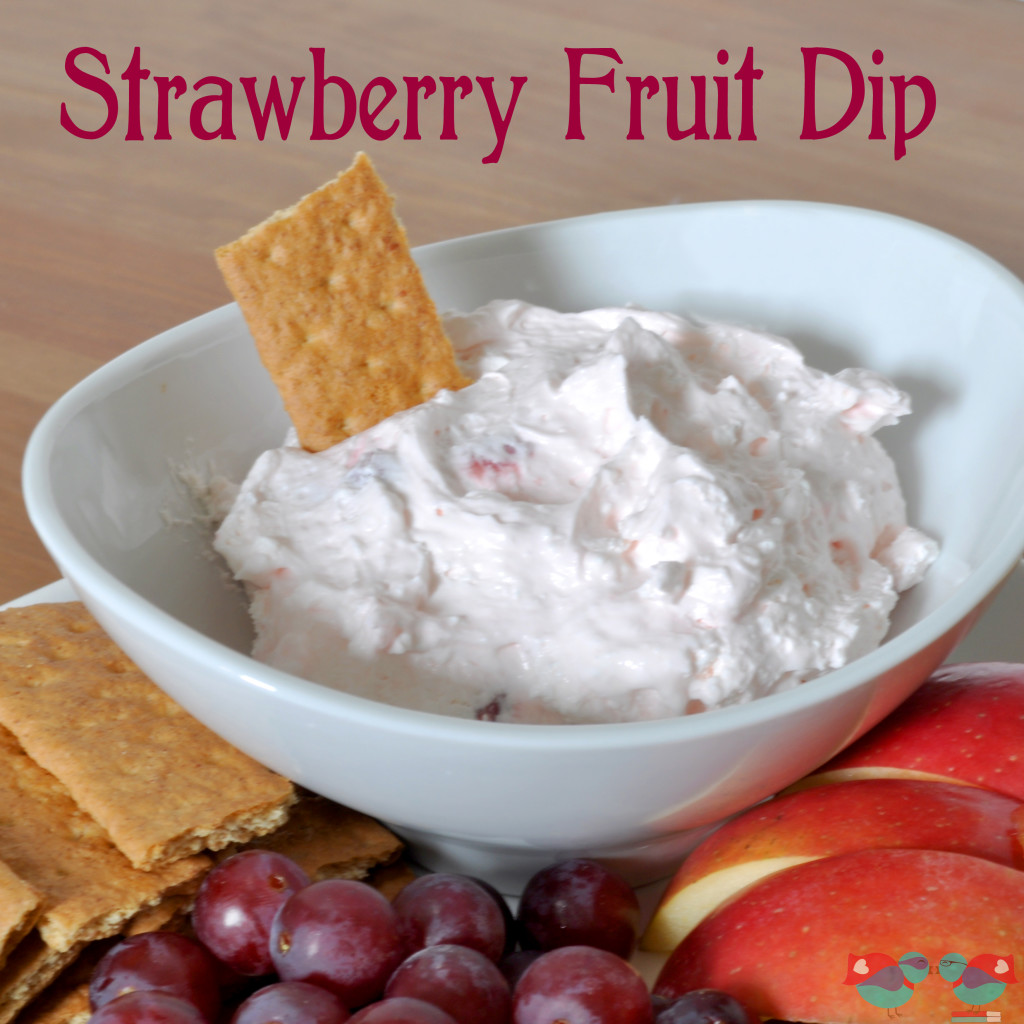 Strawberry Fruit Dip - Perfect as a healthier snack! Plus, with it's like pink color, it makes the perfect addition to a Valentine's Day Party - especially for kids! {The Love Nerds} #snack #Valentinesday #fruitdip