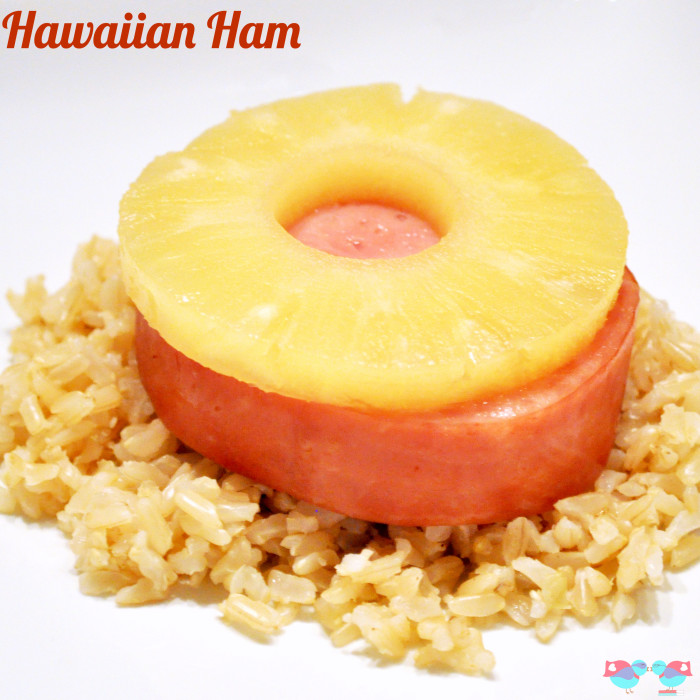 Hawaiian Ham - The PERFECT week night dinner. Make this 3 ingredient dinner entree in 1 dish in under 15 minutes. Simple yet delicious! {The Love Nerds} #pineapple #hamrecipe #weeknightdinner #dinnerrecipe