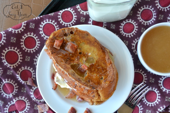 French Toast stuffed with cream cheese, maple, and bacon
