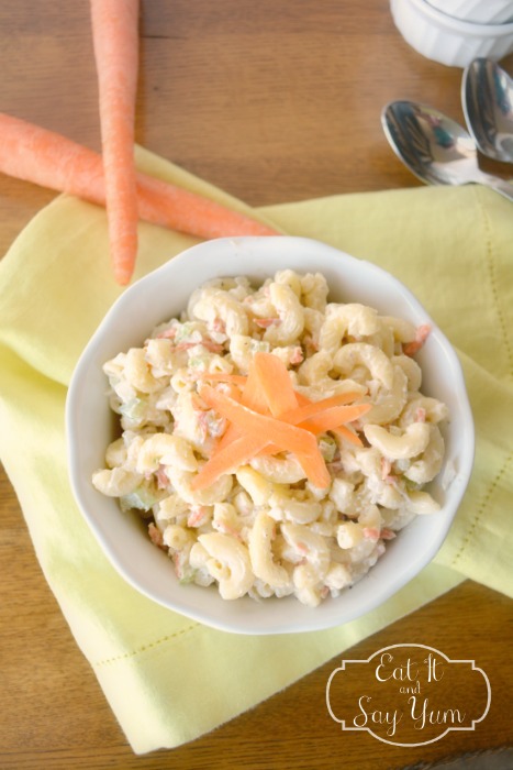 Macaroni Salad perfect for summer barbecues and luaus