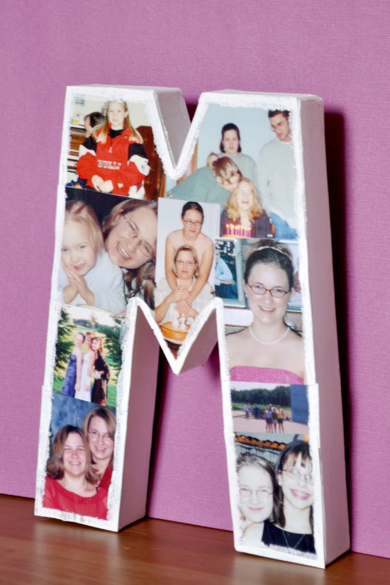 A Mod Podge DIY Photo Letter - Perfect for party decorations, like a graduation party, photo prop, or room decor for a teen! {The Love Nerds} #crafts #photoproject #partydecor