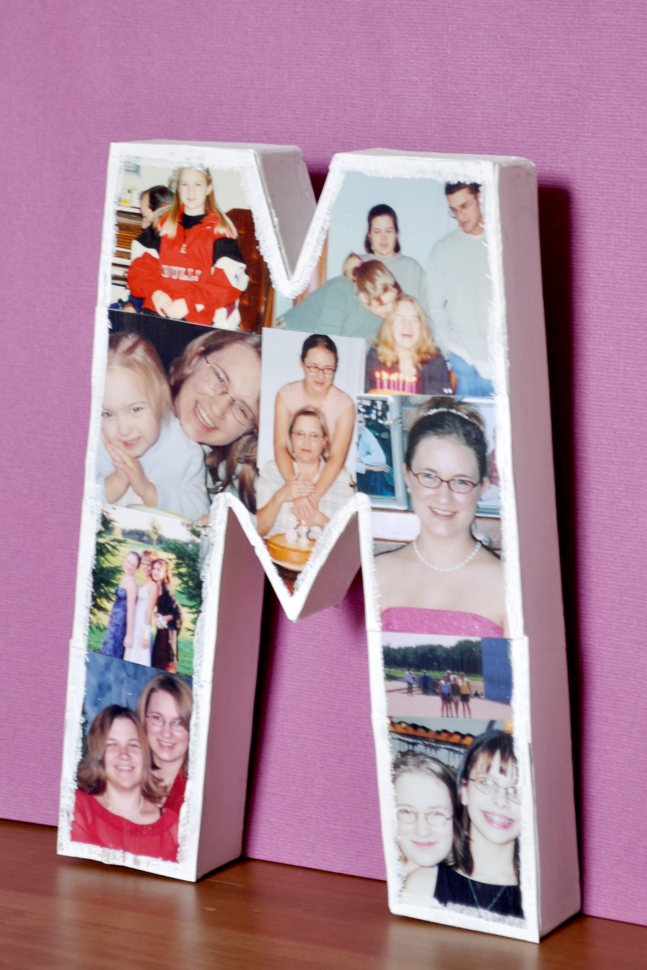 A Mod Podge DIY Photo Letter - Perfect for party decorations, like a graduation party, photo prop, or room decor for a teen! {The Love Nerds} #crafts #photoproject #partydecor 