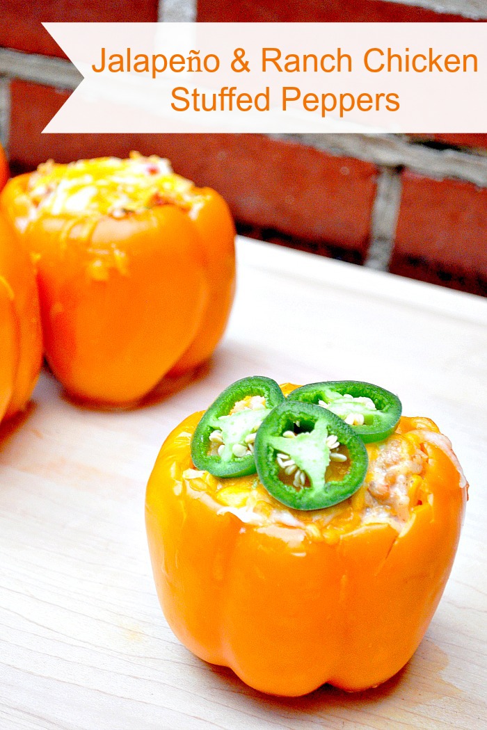 Jalapeño and Ranch Chicken Stuffed Peppers made with Kraft Classic Ranch! A fabulous dinner idea with a spicy kick. {The Love Nerds} #FoodDeservesDelicious #shop