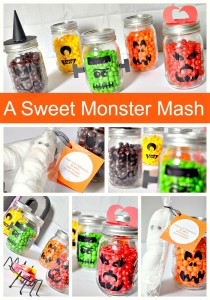 A Sweet Monster Mash - Colorful Halloween decor with a cute favor to send home from a party or to school for a teacher! {The Love Nerds} #SweetOrTreat #shop #halloween #halloweendecor