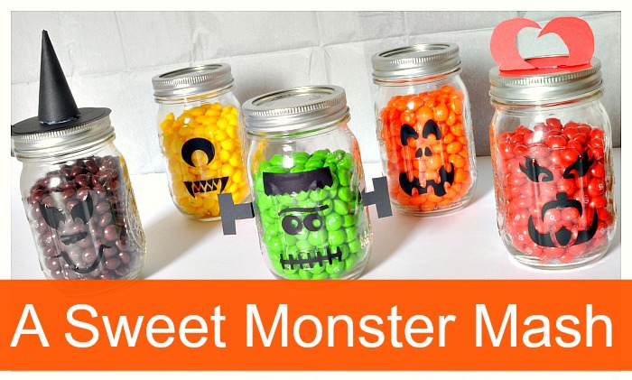 A Sweet Monster Mash - Colorful Halloween decor with a cute favor to send home from a party or to school for a teacher! {The Love Nerds} #SweetOrTreat #shop #halloween #halloweendecor