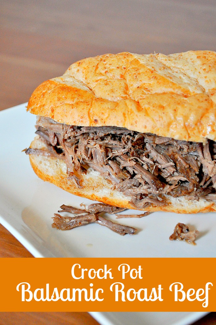 Crock Pot Balsamic Roast Beef - Perfect for a traditional meal with mashed sweet potatoes and makes amazing sandwiches! {The Love Nerds} #easydinnerideas #slowcooker #beefrecipe