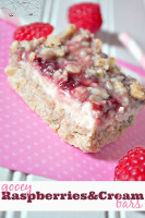 Gooey Raspberries and Cream Bars - Cooking for a Cure {The Love Nerds} #pinkrecipe #dessert