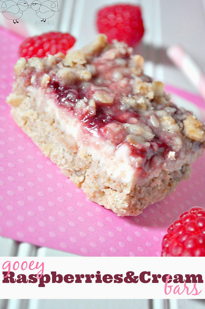 Gooey Raspberries and Cream Bars - Cooking for a Cure {The Love Nerds} #pinkrecipe #cookingforacure #dessert