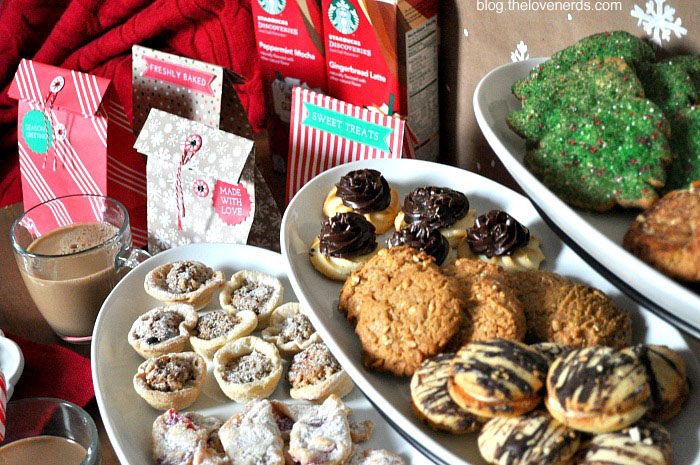 5 Tips for Hosting an Easy and Fun Holiday Cookie Exchange Party - I had so much fun with this party, and it really came together quickly. Everyone contributes cookies to share, and I relied on Starbucks Discoveries Iced Café Favorites™ Peppermint Mocha and Gingerbread Latte for a special drink I could easily pour! {The Love Nerds} #starbucksdiscoveries #ad