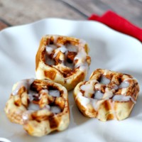 Cinnamon Roll Waffles - An easy and special twist on a regular can of cinnamon rolls - crisp on the outside with a soft, gooey middle! {The Love Nerds}