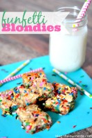 Funfetti Blondies - The perfect birthday treat! Sprinkles just make everything more festive! {The Love Nerds}