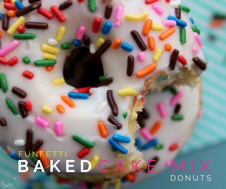 Mini Funfetti Cake Mix Donuts with Vanilla Glaze - Half-Scratched
