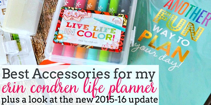 Sharing more about how I use my Erin Condren Life Planner, especially the best accessories for my life planner! Plus - a look into the new 2015-16 version! {The Love Nerds}