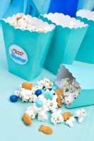 Throwing an ocean themed party? You will definitely want to include this Ocean Party Popcorn mix we made as a Shark Party Snack. It's the perfect sweet and salty snack mix that everyone will love! | The Love Nerds