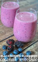 Blackberry and Blueberry Coconut Smoothie - Start the day off right or have a delicious afternoon pick me up with this easy and healthy smoothie recipe! | The Love Nerds #SamsClubMag #Ad