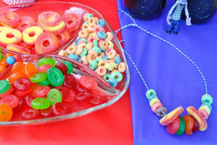 DIY Candy Necklaces - a fun and easy addition to a kids party! These were made for a colorful Inside Out Party! | The Love Nerds