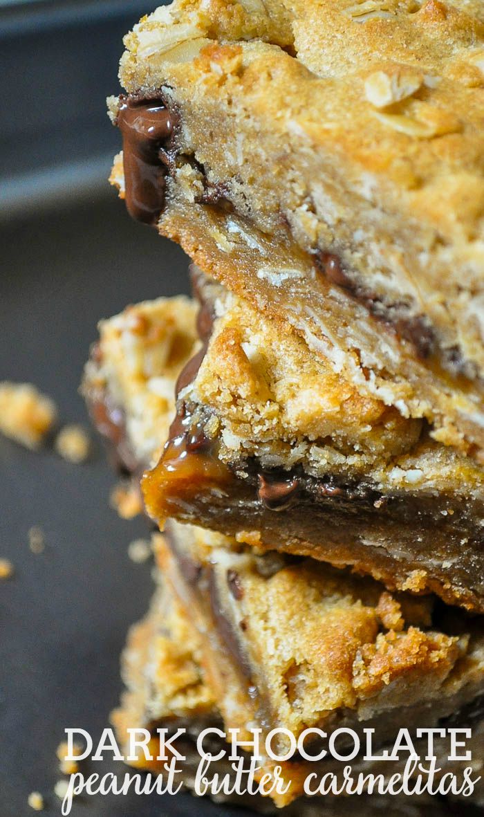 Decadent Dark Chocolate Peanut Butter Carmelitas! So good that you won't want to share a single bite of this dessert bar recipe! | The Love Nerds