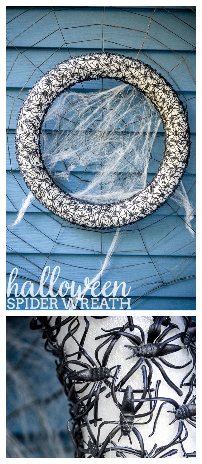 DIY Halloween Craft - This Spider Wreath is the perfect combo of creepy chic as it looks like black lace from afar. If you can hot glue, you can make this craft! | The Love Nerds