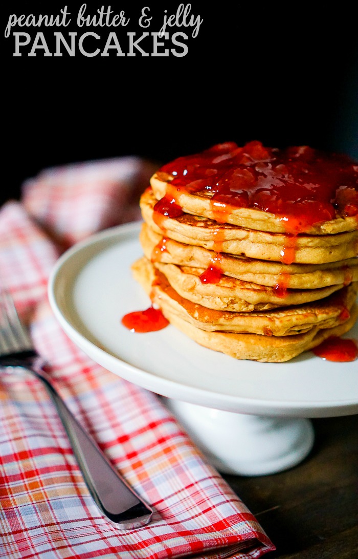 PEANUT BUTTER AND JELLY PANCAKES - A fun breakfast recipe and twist on the classic flavor combination! | The Love Nerds