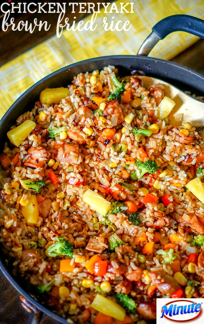 Chicken Teriyaki Brown Fried Rice - This one pot meal is filled with lots of of veggies and makes a delicious easy dinner idea! | The Love Nerds AD MealsWithMinute