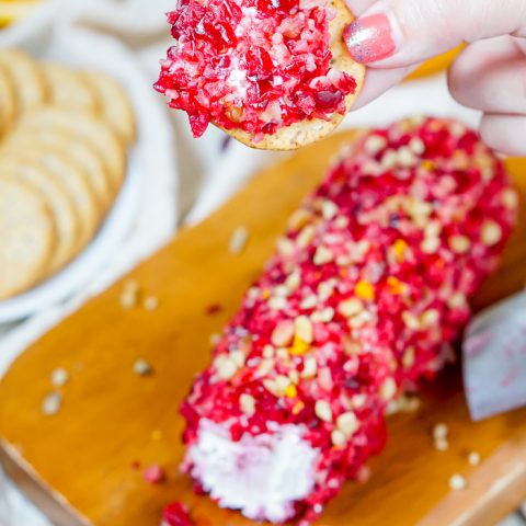Cranberry Orange Walnut Goat Cheese Log is a gorgeous and delicious appetizer recipe for your next party! | The Love Nerds