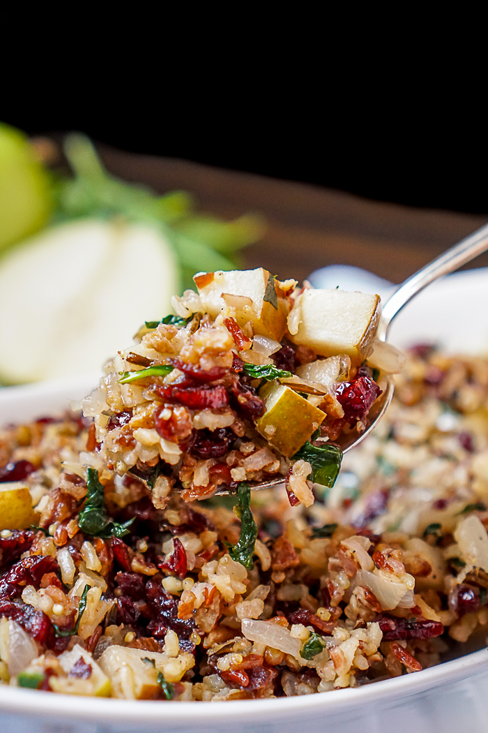 Cranberry Pear Spinach Rice Pilaf - The Love Nerds