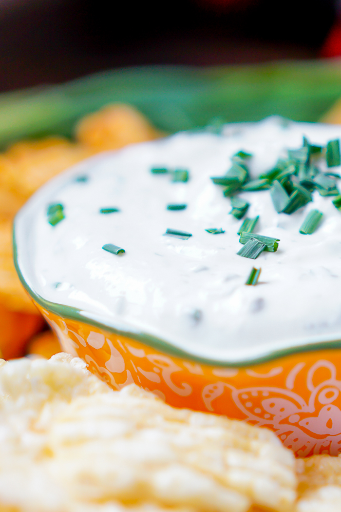Greek Yogurt Fresh Herb Chip Dip makes party snacking easy and healthier, especially when you pair it with Pop Chips!| The Love Nerds AD #popchipsBigGame