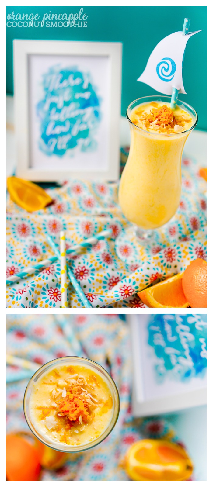 "Moana, Consider the Coconuts" Orange Pineapple Coconut Smoothie Recipe - A flavorful, citrus smoothie that will make you think sun and warmth all year long! | The Love Nerds
