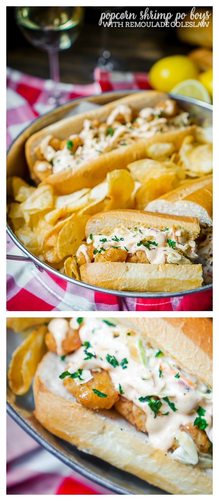 Popcorn Shrimp Po Boys Recipe with Remoulade Coleslaw - {Msg 4 21+} Easy dinner twist on classic New Orleans' sandwich recipe. Ready in 15 minutes with tons of flavor! | The Love Nerds AD #40PerfectPairings