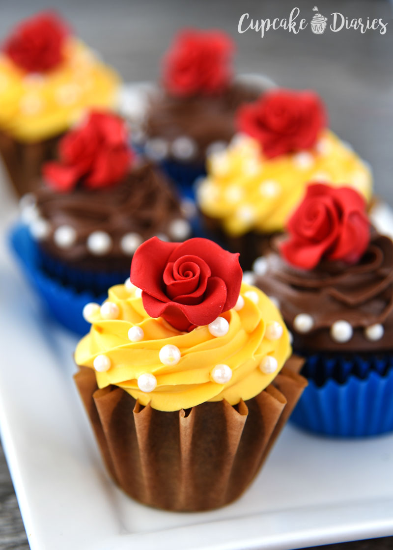 beauty and the beast inspired cupcakes