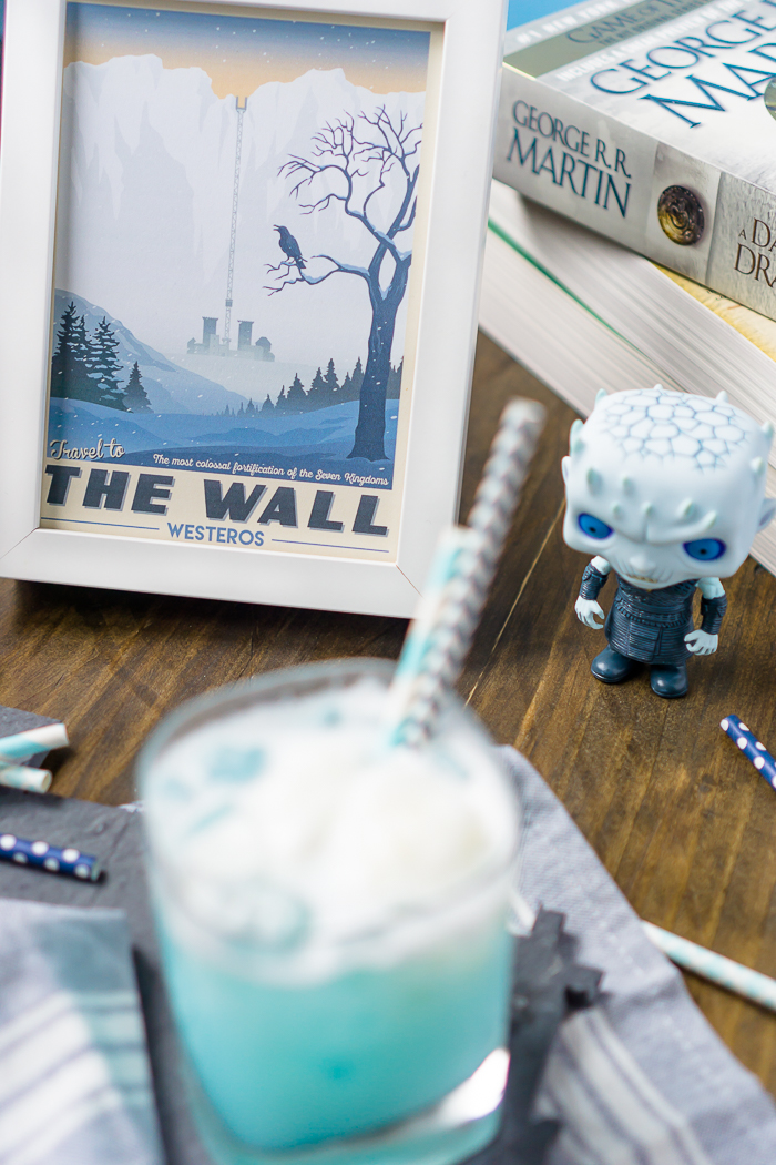 Game of Thrones Ice Dragon Cocktail Recipe - This Game of Thrones Recipe honoring the Ice Dragon and Night King is the perfect cocktail recipe for calming any nerves that comes with the show! | The Love Nerds #gameofthrones #gameofthronesrecipe #cocktailrecipe #bluecocktail