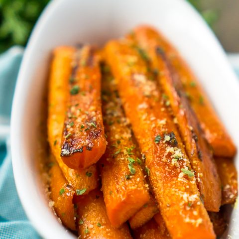 Oven Roasted Brown Sugar Carrots are an easy family dinner side dish!