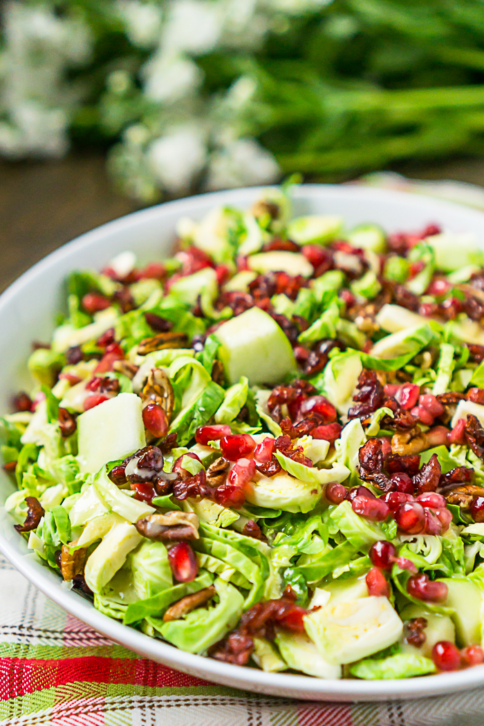 Cranberry Apple Brussels Sprout Salad - Easy Holiday Side Dish 