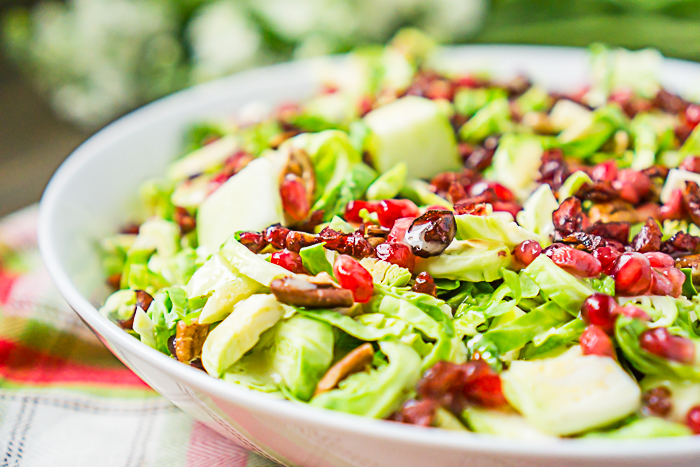 Brussels Sprouts Salad with Cranberries, Apples and Pecans is the perfect Thanksgiving salad recipe