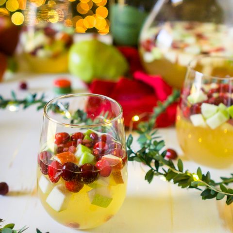 Sparkling Sangria with Cranberries, Pears, Apples, and Pomegranates