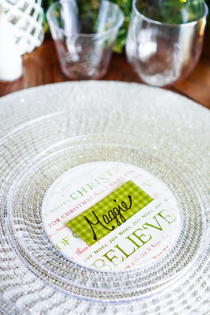 DIY Party Plates with Custom Theme for Any holiday or party theme Using Chinet Plates and scrapbook paper. 