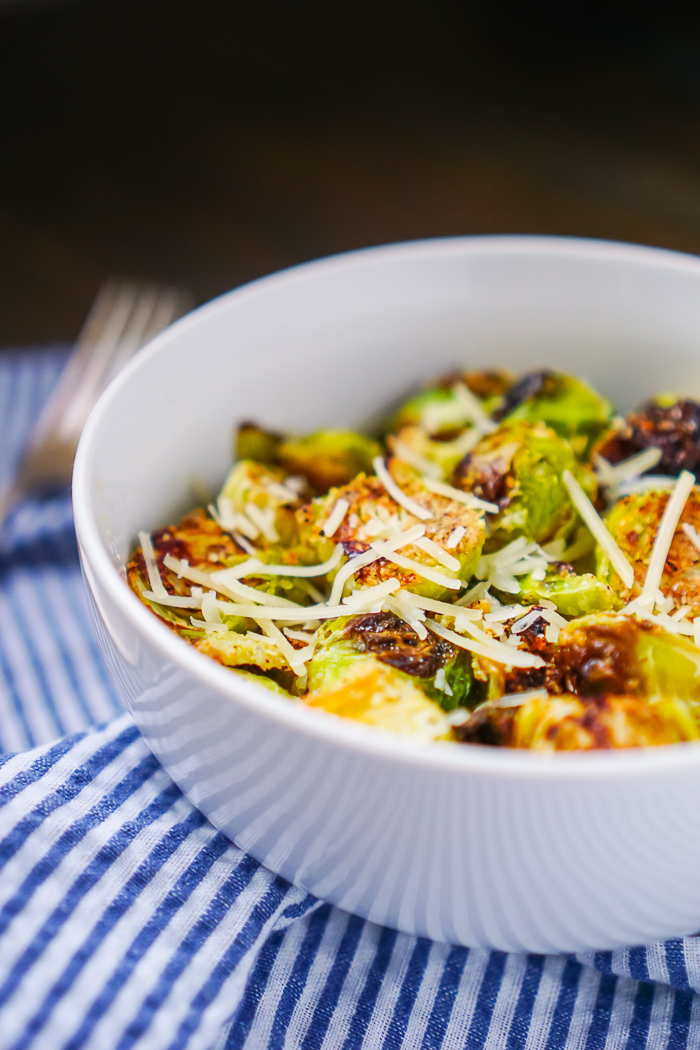 The Best Brussels Sprouts Recipe - Pan Roasted Garlic Parmesan Brussels Sprouts