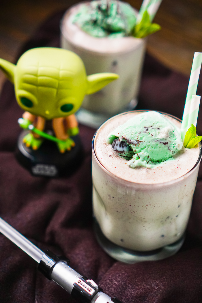 Mint Mudslide Milkshake - Alcoholic Milkshake with Kahlua, Vodka, and Bailey's Irish Cream. Yoda Drink Recipe is a decadent addition to Star Wars Drinks. 