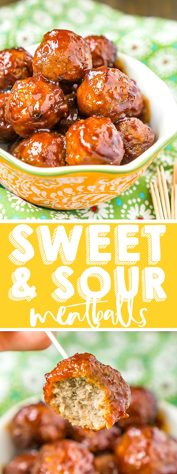 Slow Cooker Sweet and Sour Meatballs is one of the easiest meatball recipes you can make! With only 6 ingredients needed and under 10 minutes of prep work, these make the perfect holiday app or game day food. Plus we even love them for an easy dinner idea! | THE LOVE NERDS #meatballrecipe #holidayappetizer #gamedayfood