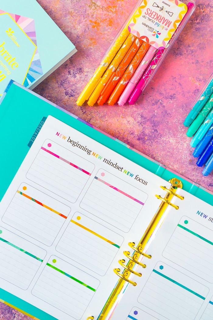 Erin Condren Yearly Goal Planning Spread with 12 boxes meant to write down monthly goals or yearly goals for both personal and business