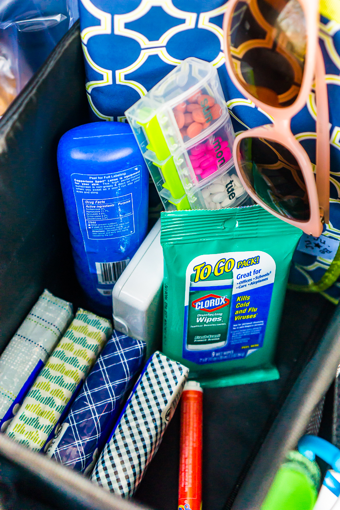 I wanted to hop on here and share with you all the list of what to keep in our car this summer!