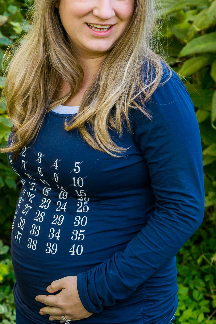 Pregnancy Countdown Shirt Designs - This makes the perfect gift to a loved one or to yourself to celebrate a new pregnancy! This pregnancy countdown shirt is great for bump photos! Get your FLASH FREEBIE while still available! | The Love Nerds 