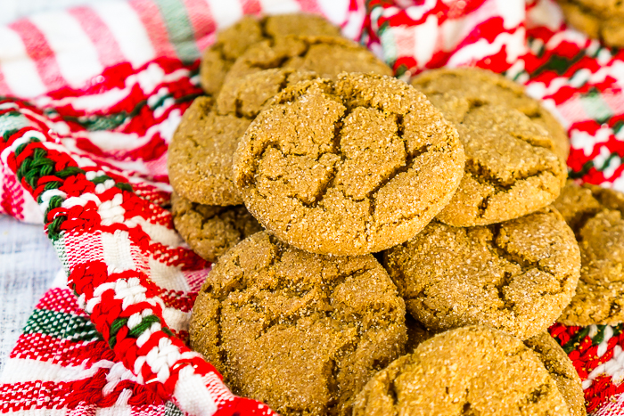 These Gingersnap Cookies are my favorite Christmas cookie! Soft, spiced cookies with rich molasses and a cracked, sugar top, these gingersnaps will be a hit all holiday season alongside hot cocoa, coffee, ice cream and more!