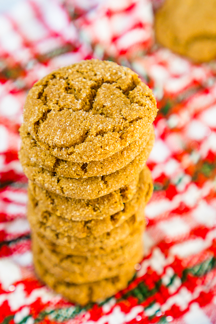 These Gingersnap Cookies are my favorite Christmas cookie! Soft, spiced cookies with rich molasses and a cracked, sugar top, these gingersnaps will be a hit all holiday season alongside hot cocoa, coffee, ice cream and more! 