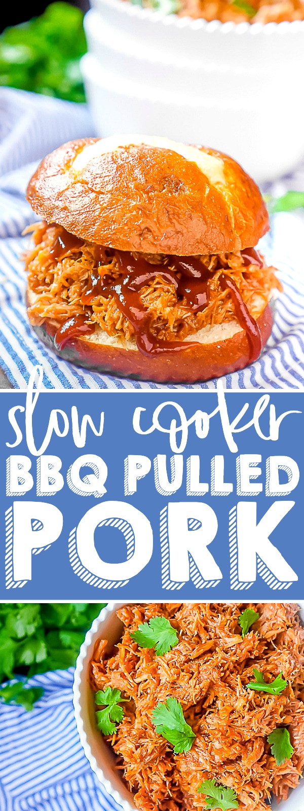 This 4 Ingredient Slow Cooker BBQ Pulled Pork Recipe is an incredibly easy family dinner recipe that is also perfect for party menus, leftovers, and even freezer meals. Don’t love BBQ Sauce? Try tossing in Italian Dressing or enjoying plain! | THE LOVE NERDS #pulledpork #gameday #crockpot